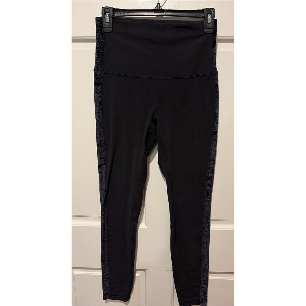 Lululemon Align SHR Pant 28" Crushed Velvet Track Stripe Size 8 Black 00652